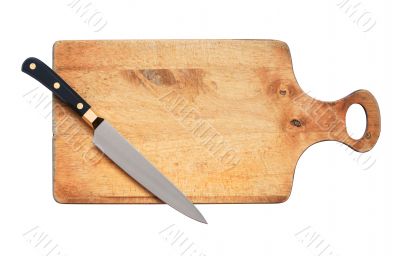 Kitchen Knife On Hardboard