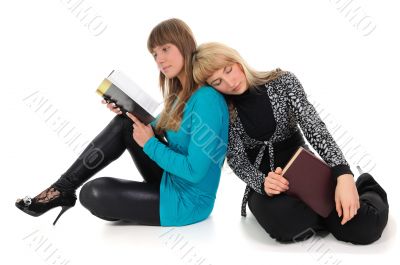 Two girls with books