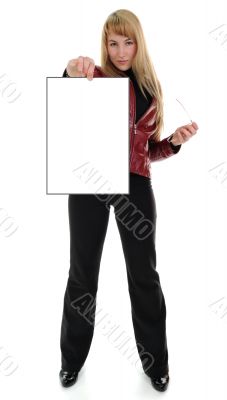 Girl Holding Blank Sign