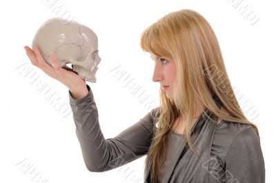 Young  woman with a skull.