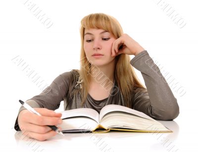 Young woman  reading book