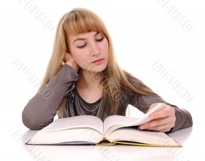 Young woman  reading book