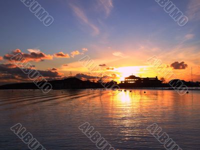Sea and house on sunset in Finland