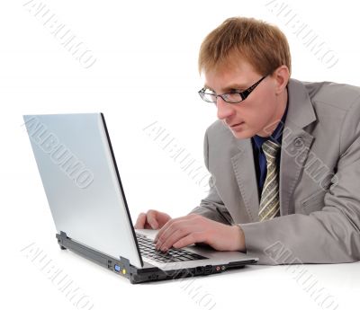 man and gray laptop