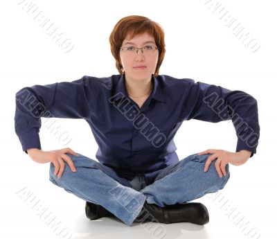 The serious woman in Glasses.