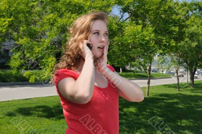 Blonde, talking on phone