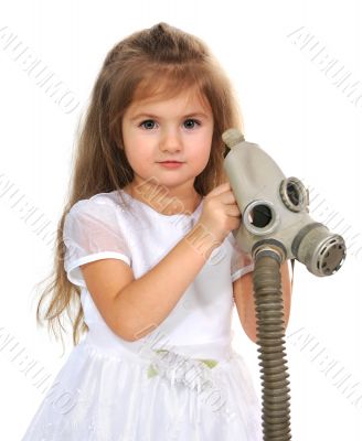 The girl and a gas mask