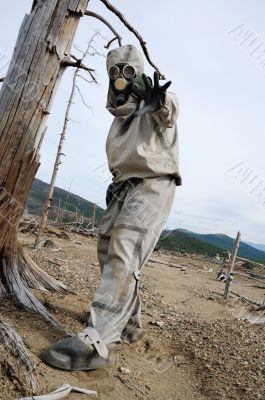 The person with Gas mask