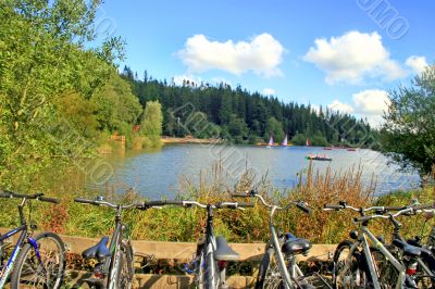 Bike`s View of a Lake