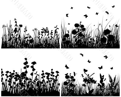 set of grass silhouettes