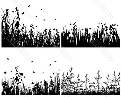 set of grass silhouettes