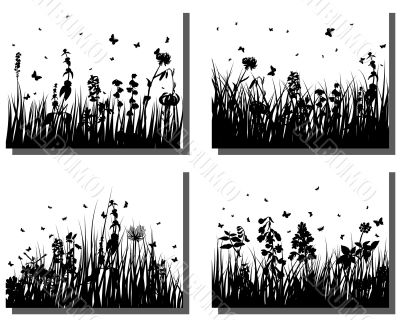 grass silhouettes set