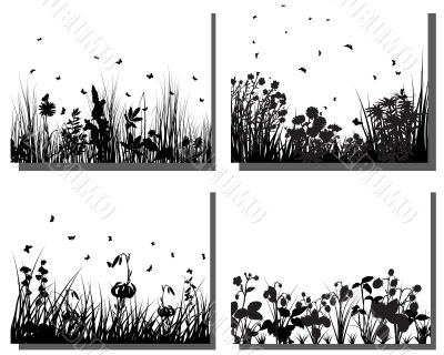 grass silhouettes set