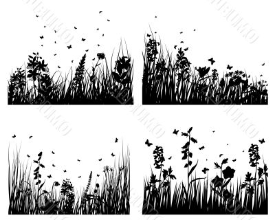 grass silhouettes set