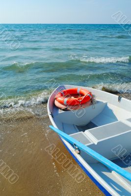 Lifebuoys in boat