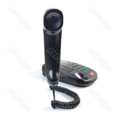 Black phone with green numbers