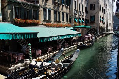 Gondola at the canal in Venice. Italy.