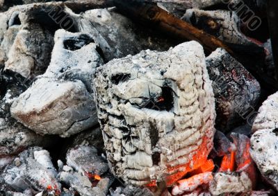 Embers remained after a fire. Russia. Samara. 