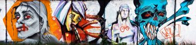 Graffiti at river station in Samara. Russia.