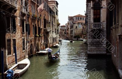 Gondola at the canal in Venice. Italy.