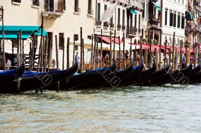 Gondolas on the main channel of Venice 