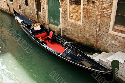 Gondola at the canal in Venice. Italy.