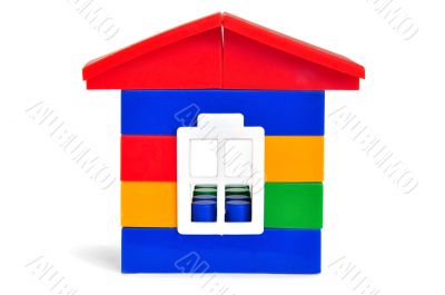 toy house out of colored cubes