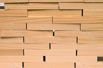 wall of wooden bricks