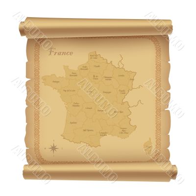 parchment map of France 2