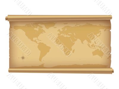 Parchment with worldmap.