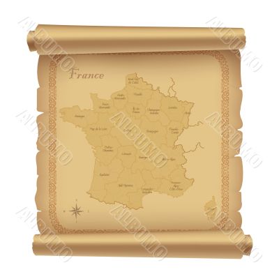 parchment map of France 2