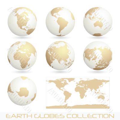 earth globes colection, white - gold