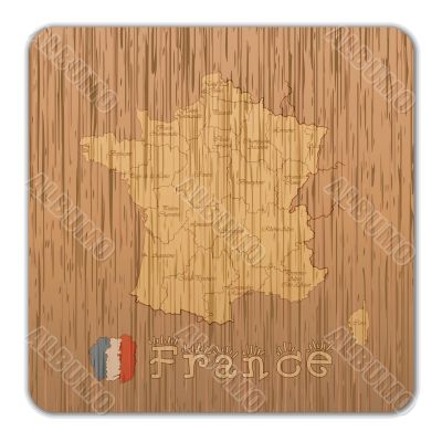 map of france on wood 