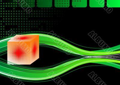 3d cube and waves
