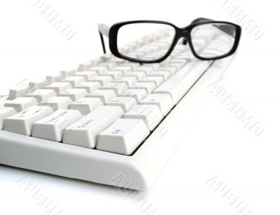 Glasses on the keyboard