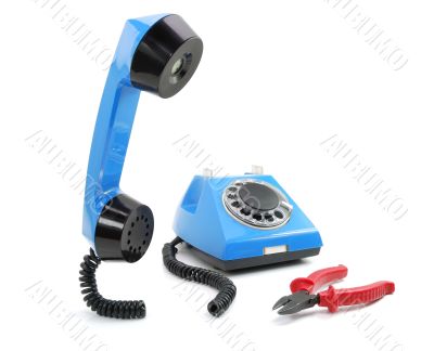 Broken blue phone