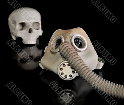 Gas mask and skull