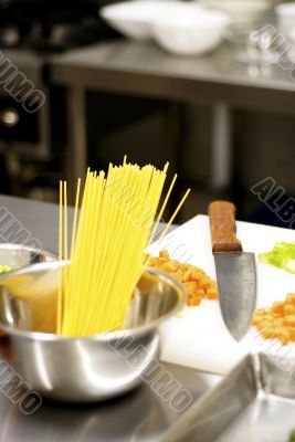 italian spaghetti pasta on kitchen