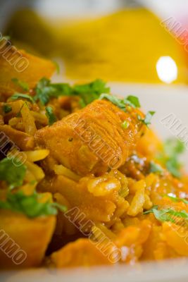 curry beef rice and potatoes