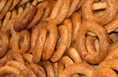 Closeup Bagles With Sesame