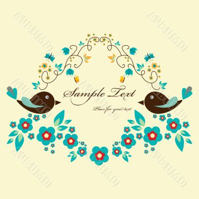 Floral frame with birds