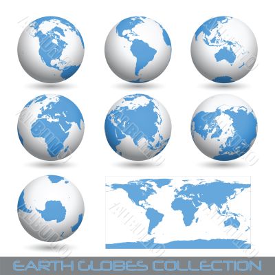 earth globes, white-blue 