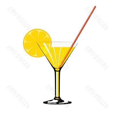 cocktail with lemon isolated on wite
