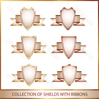 colection of shields with ribbons
