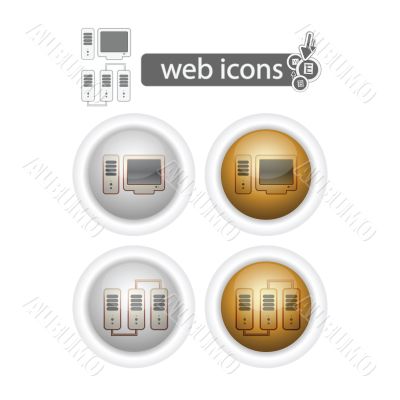 round web icons-computer and network