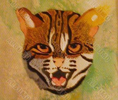 Bobcat Frontal Watercolor