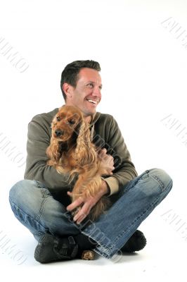 english cocker and man