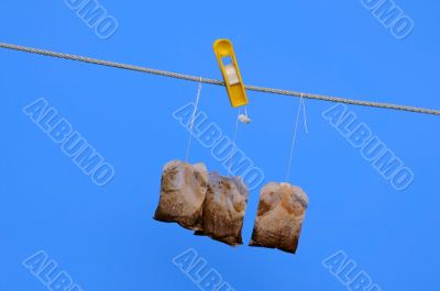 Tea Bags on the Rope in the Sun