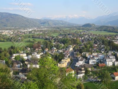 view on the alps with Hohensalzburg