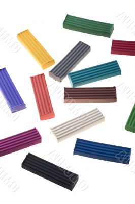 Colored plasticine isolated on white